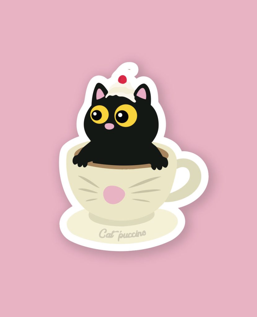 sticker chat cat puccino